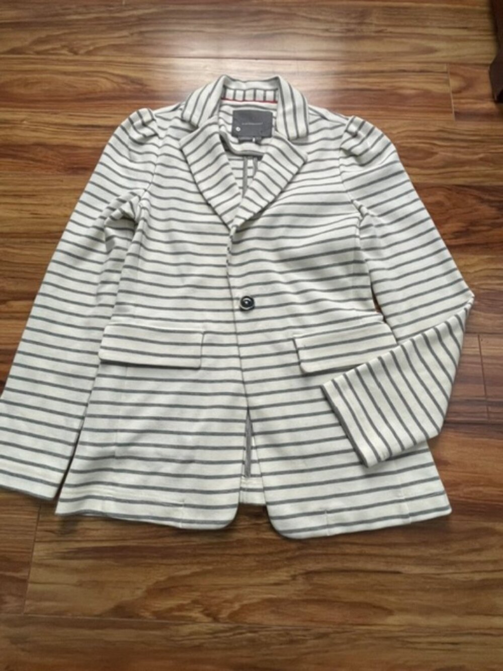 Anthropologie Women's Francoise Striped Knit Blazer, Black White, Size XS